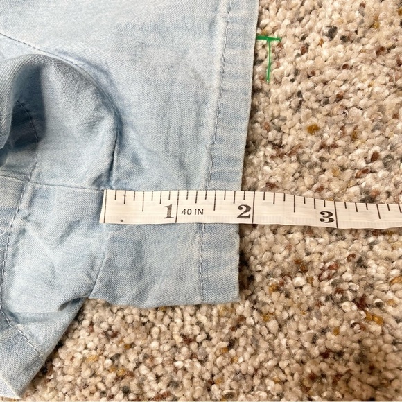 As U Wish Chambray Denim Cotton Tie Front Romper in Sky Blue Small - Picture 12 of 13